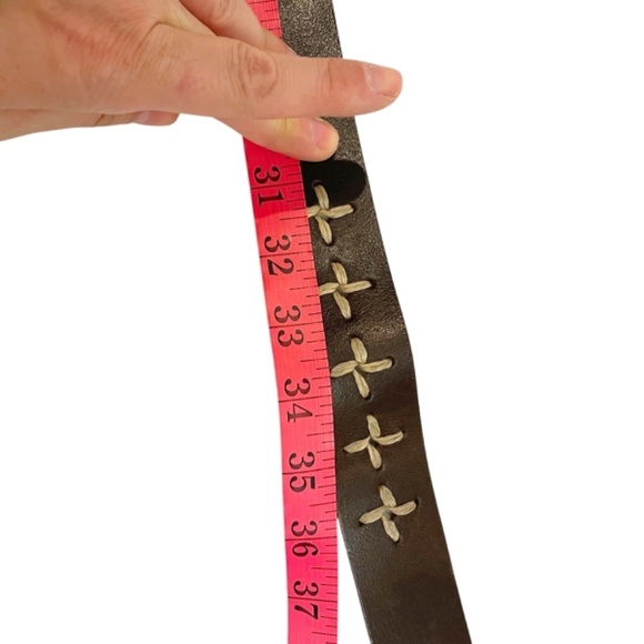 Dark Brown Leather Belt With Embroidery 🤍 - Picture 6 of 7